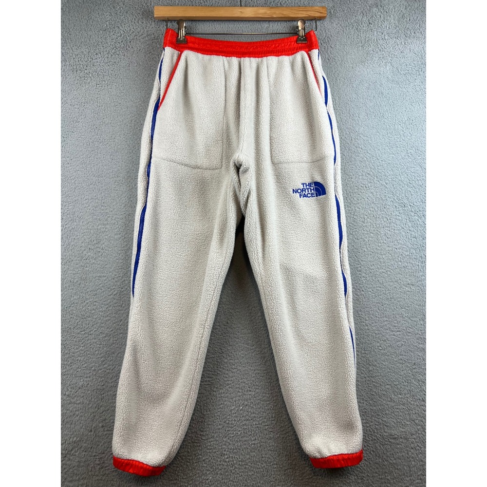 The North Face Mens Sherpa Fleece Full Zip Side Pants Cream Red Blue Small